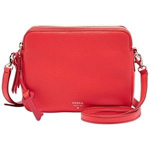 Fossil Red Sydney Crossbody Leather Purse